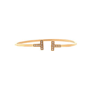 Tiffany & Co. T Wire Bracelet 18K Yellow Gold and Diamonds